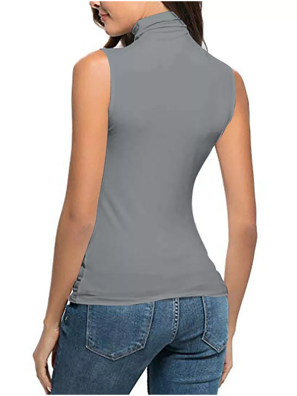 Sleeveless Turtleneck Slim Fit T-Shirt, image 16