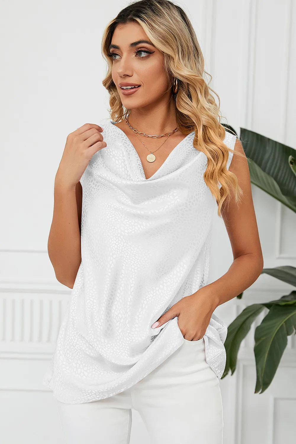 Ruched Cowl Neck Tank, image 10