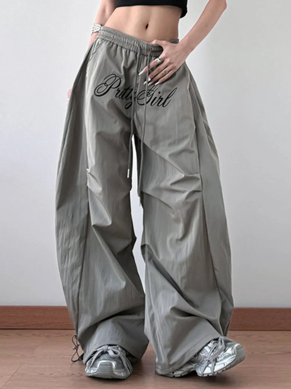 Drawstring Oversized Wide Leg Casual Pants, image 3