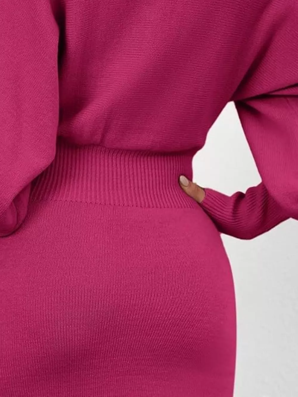 Lantern Sleeve Bodycon Sweater Dress, image 5