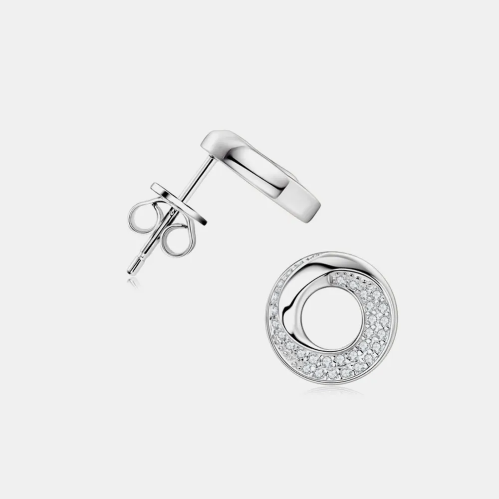 925 Sterling Silver Inlaid Moissanite Stud Earrings, image 7
