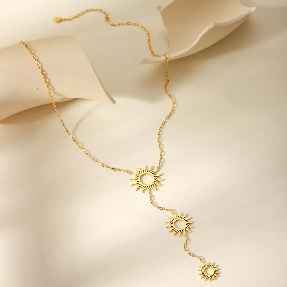 18K Gold-Plated Sun Pendant Necklace, image 3