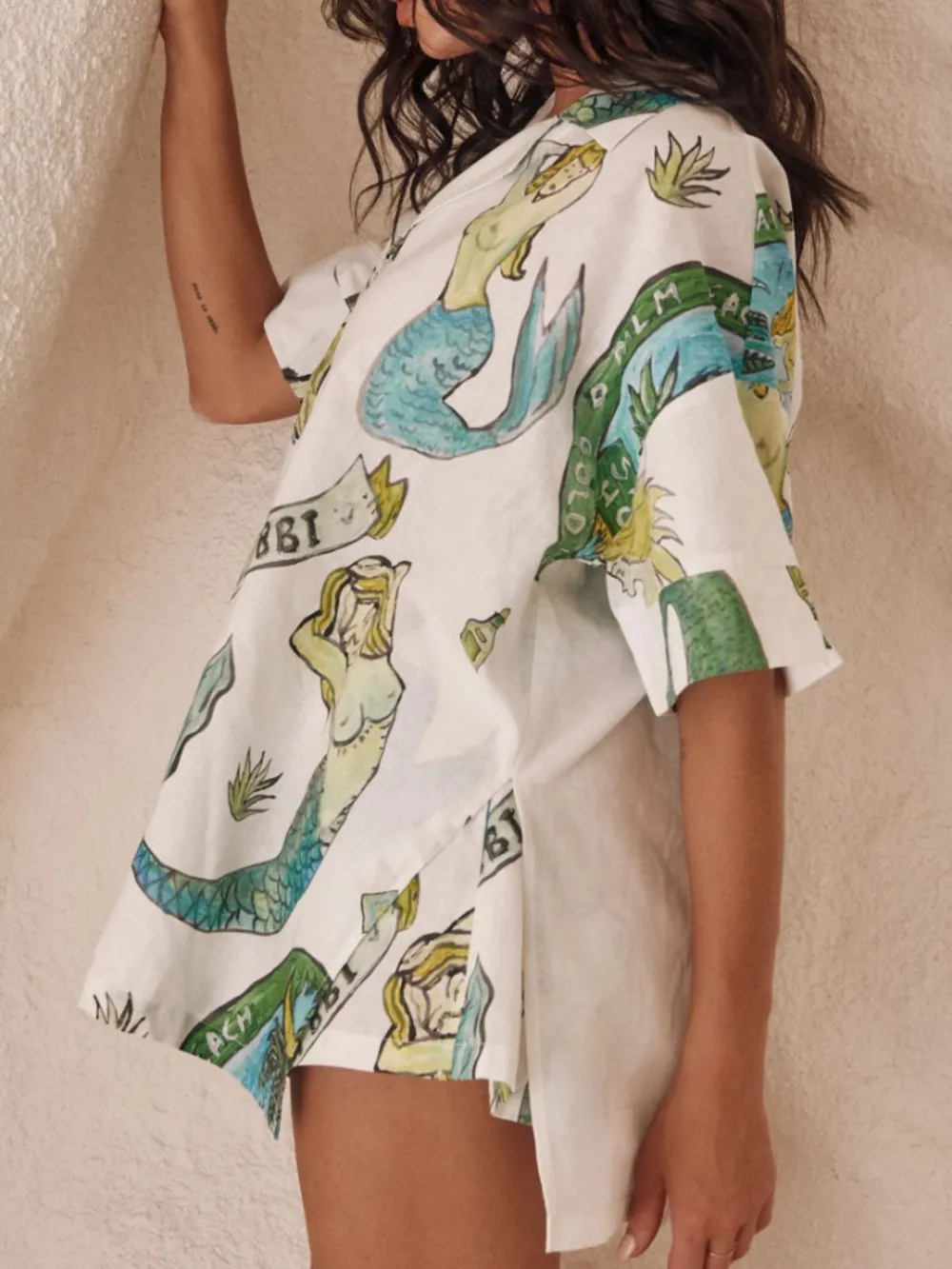 Printed Button Up Shirt and Shorts Set, image 4