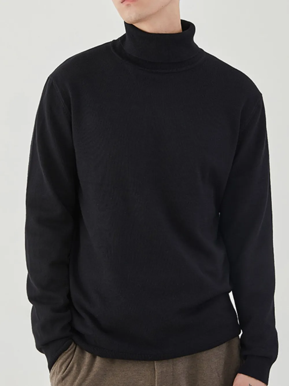 Men's Plus Size Ribbed Hem Long Sleeve Sweater, image 3