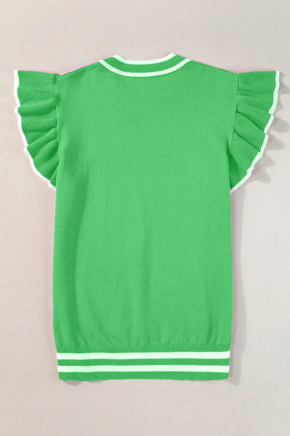 Ruffled Round Neck Cap Sleeve Knit Top, image 11