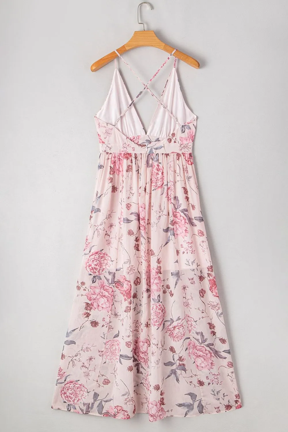 Floral Pleated Deep V Backless Maxi Dress, image 12