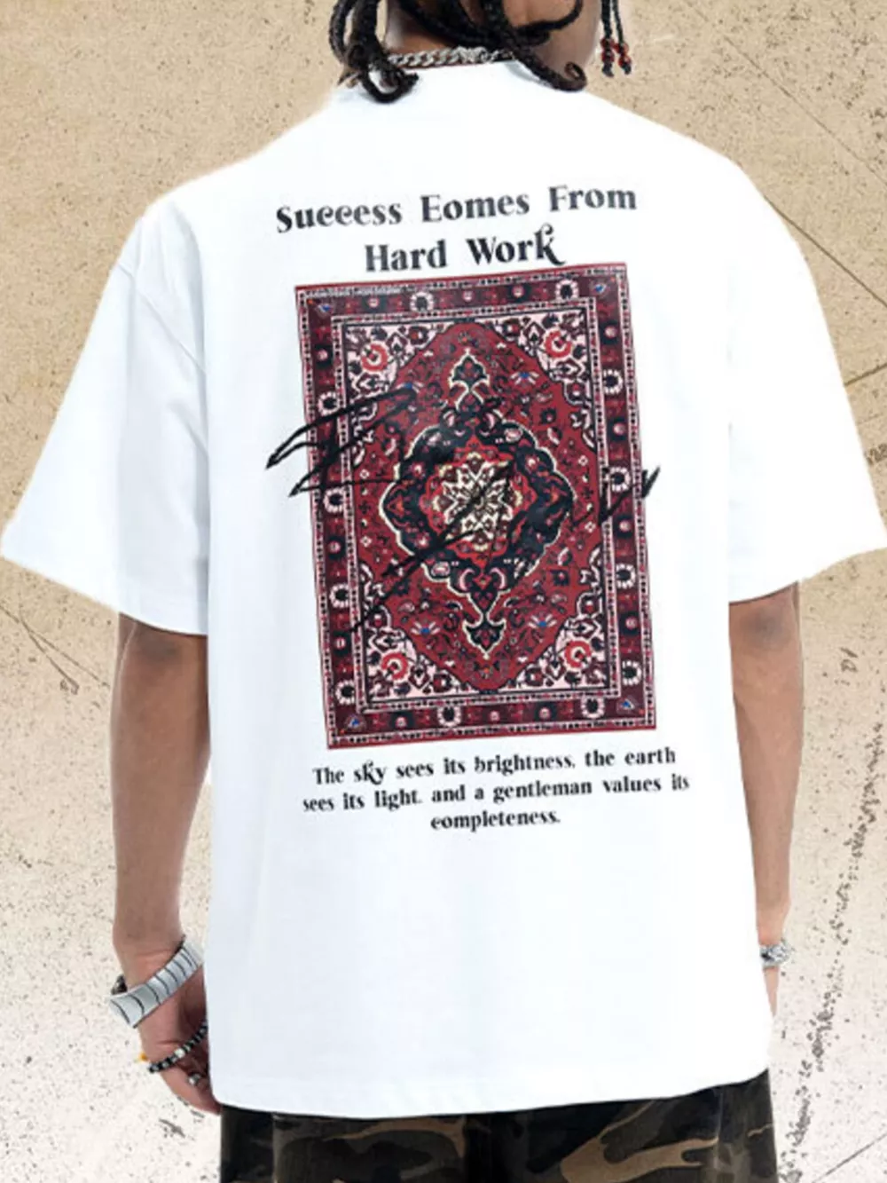 Men's Graphic Round Neck Oversized T-Shirt, image 4