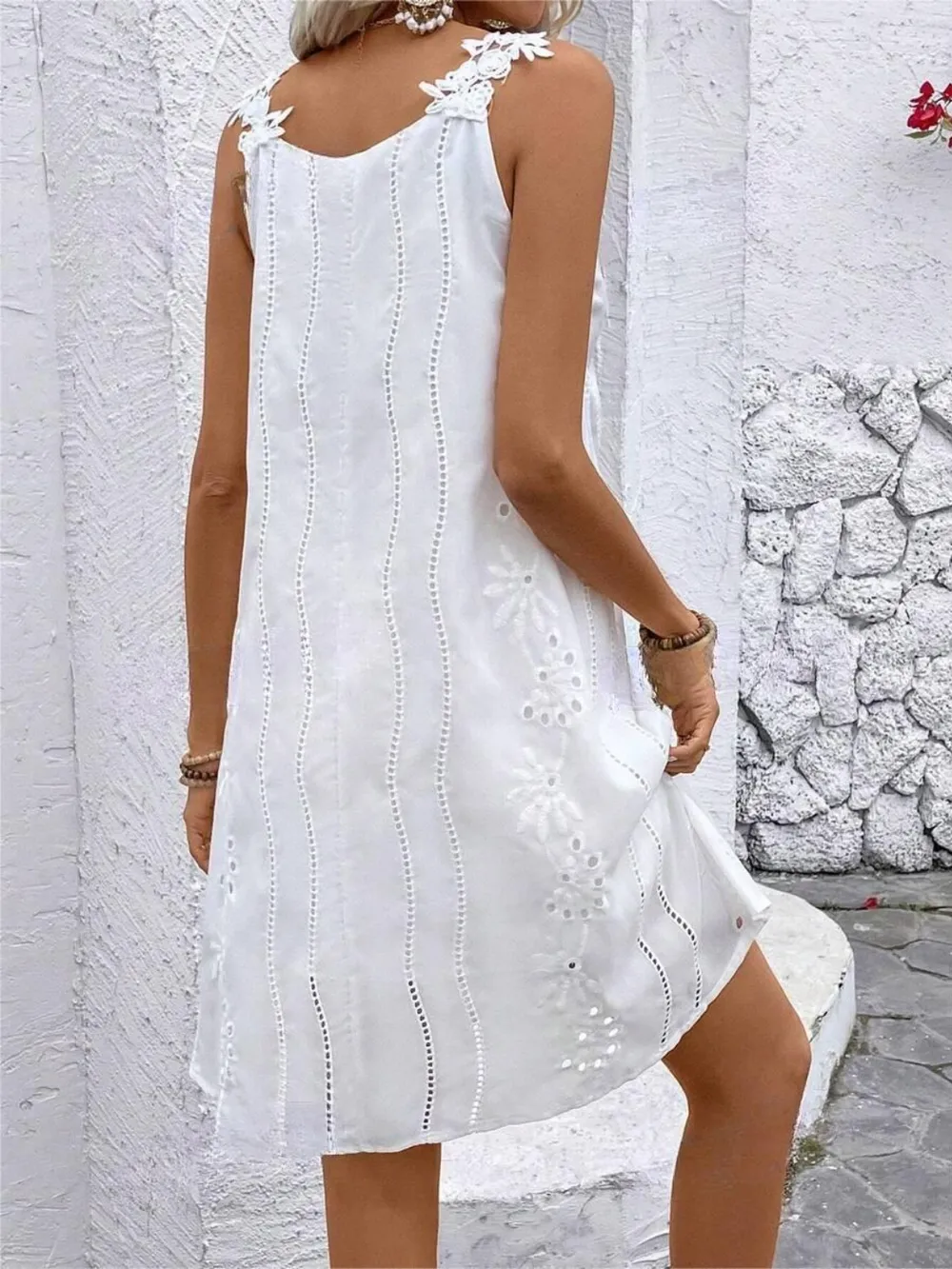 Lace Detail V-Neck Mini Dress, image 6