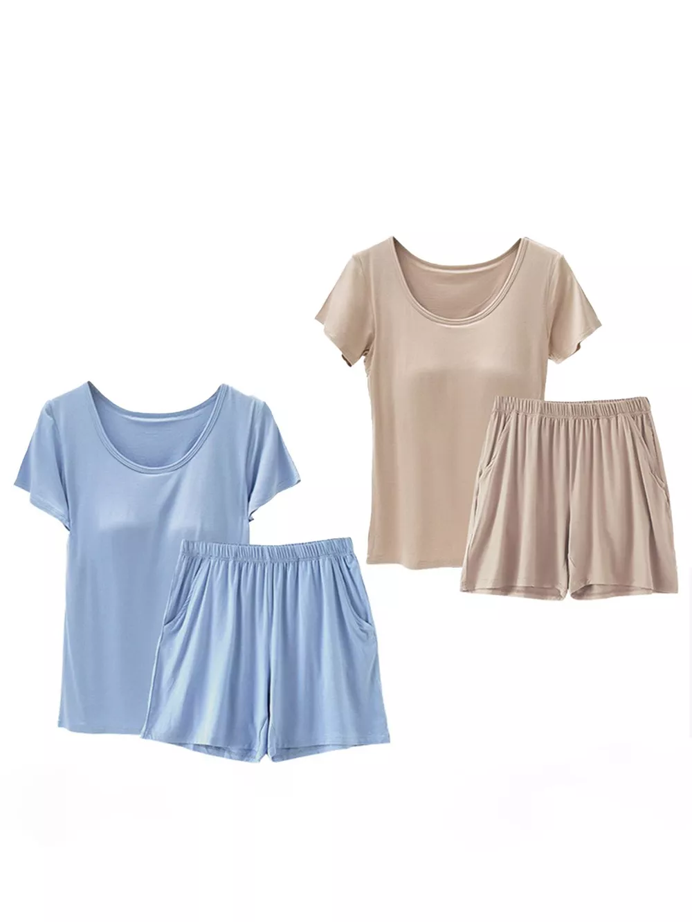Plus Size Padded Modal Short Sleeve T-Shirt and Shorts Set, image 14