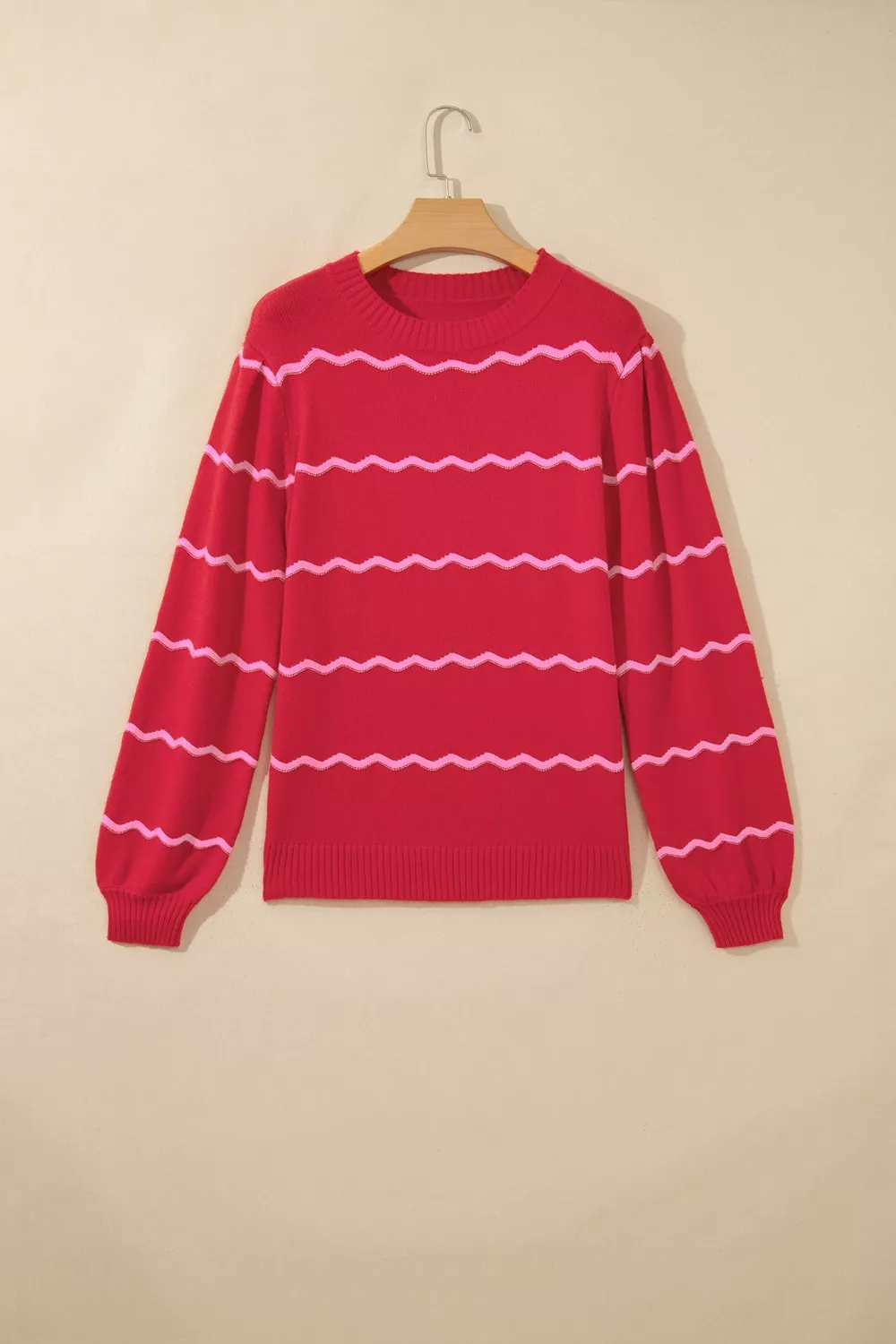 Striped Round Neck Long Sleeve Shift Pullover Sweater, image 6