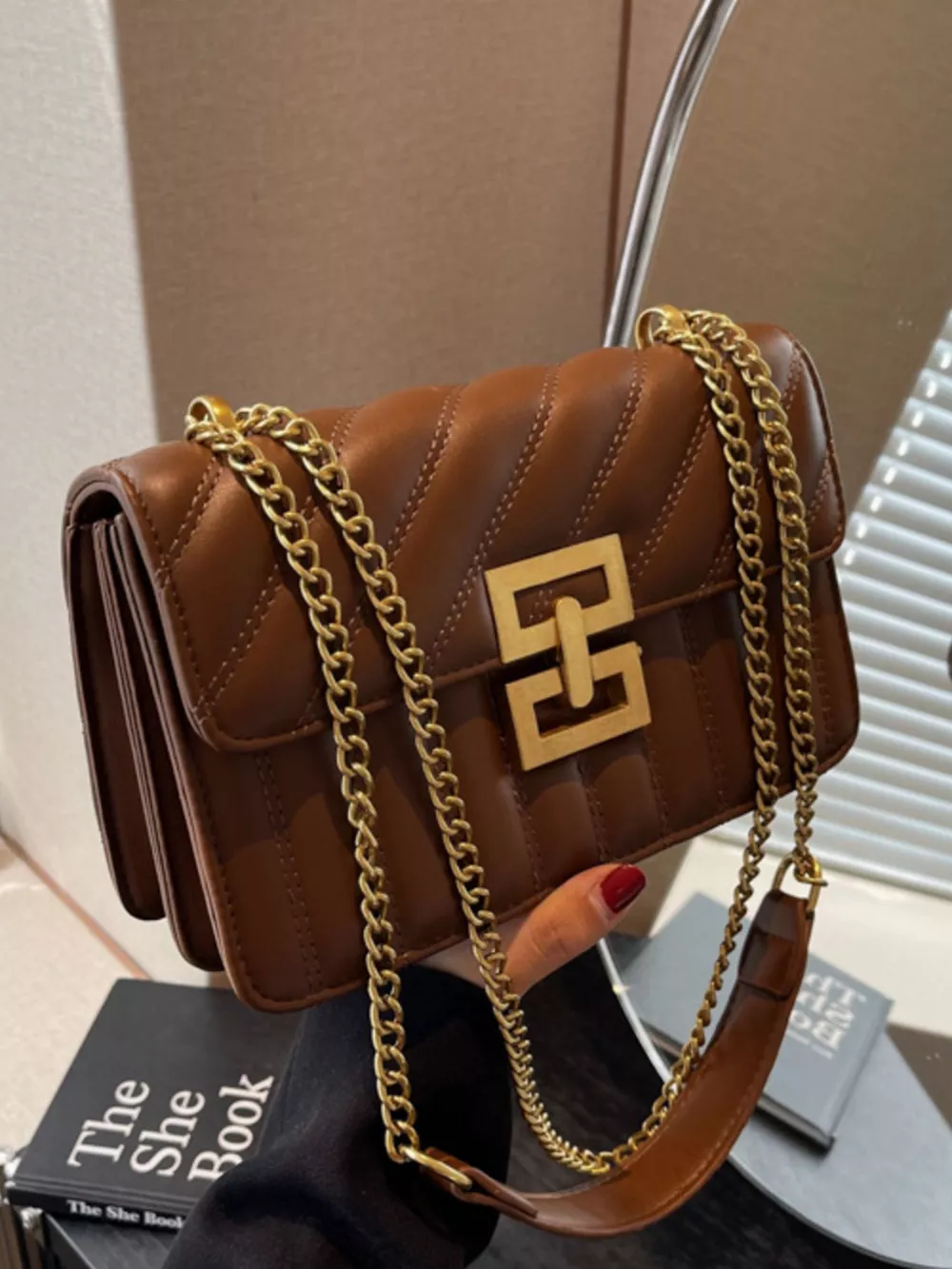 Quilted Flap Chain Crossbody Bag, image 4