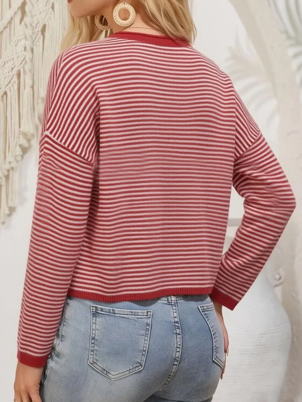 Button-Down Striped Knit Cardigan, image 11