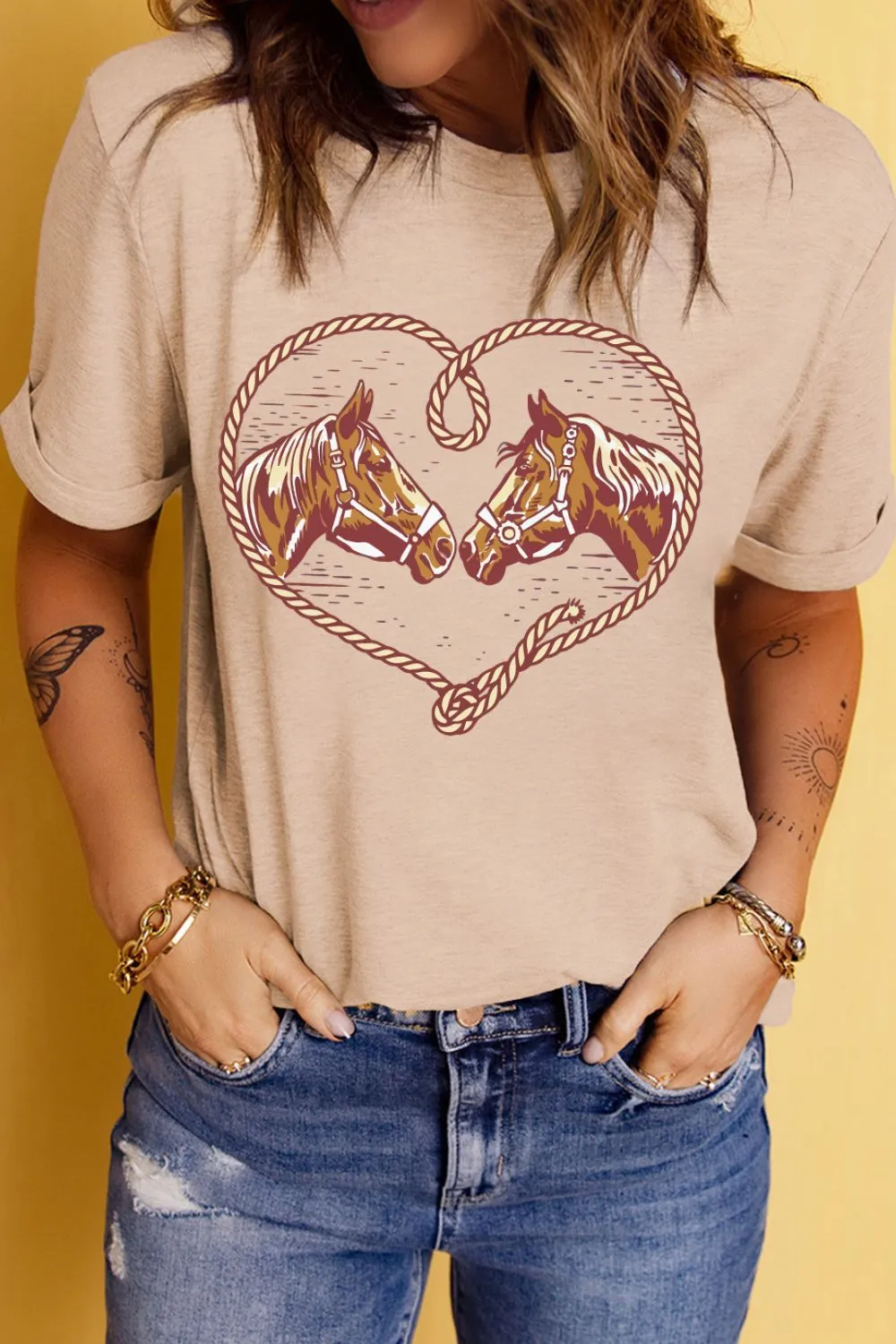 Rodeo Horse Graphic Western Cowgirl T Shirt, image 2