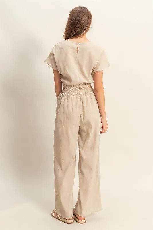 Round Neck Short Sleeve Top and Pants Set, image 4