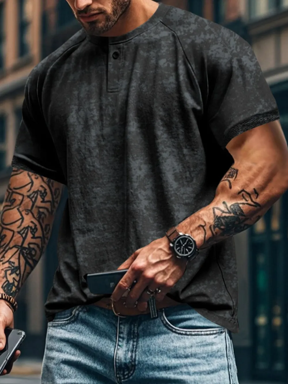Men's Full Size Round Neck Short Sleeve T-Shirt Plus Size, image 4