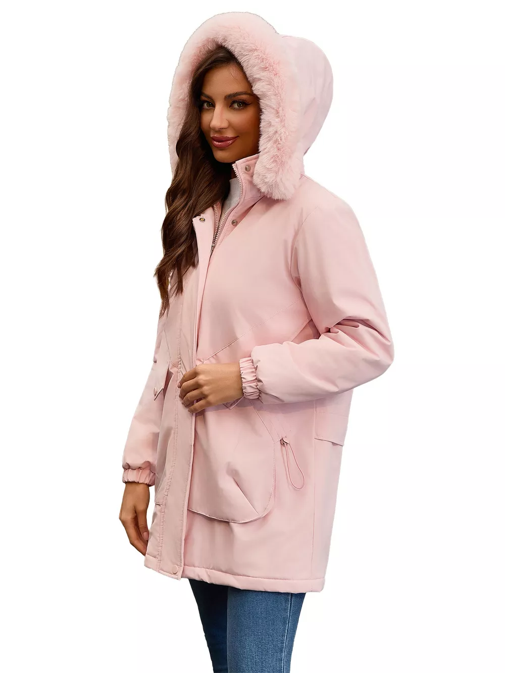 Full Size Fur Hooded Warm Winter Parka Outerwear Plus Size, image 26