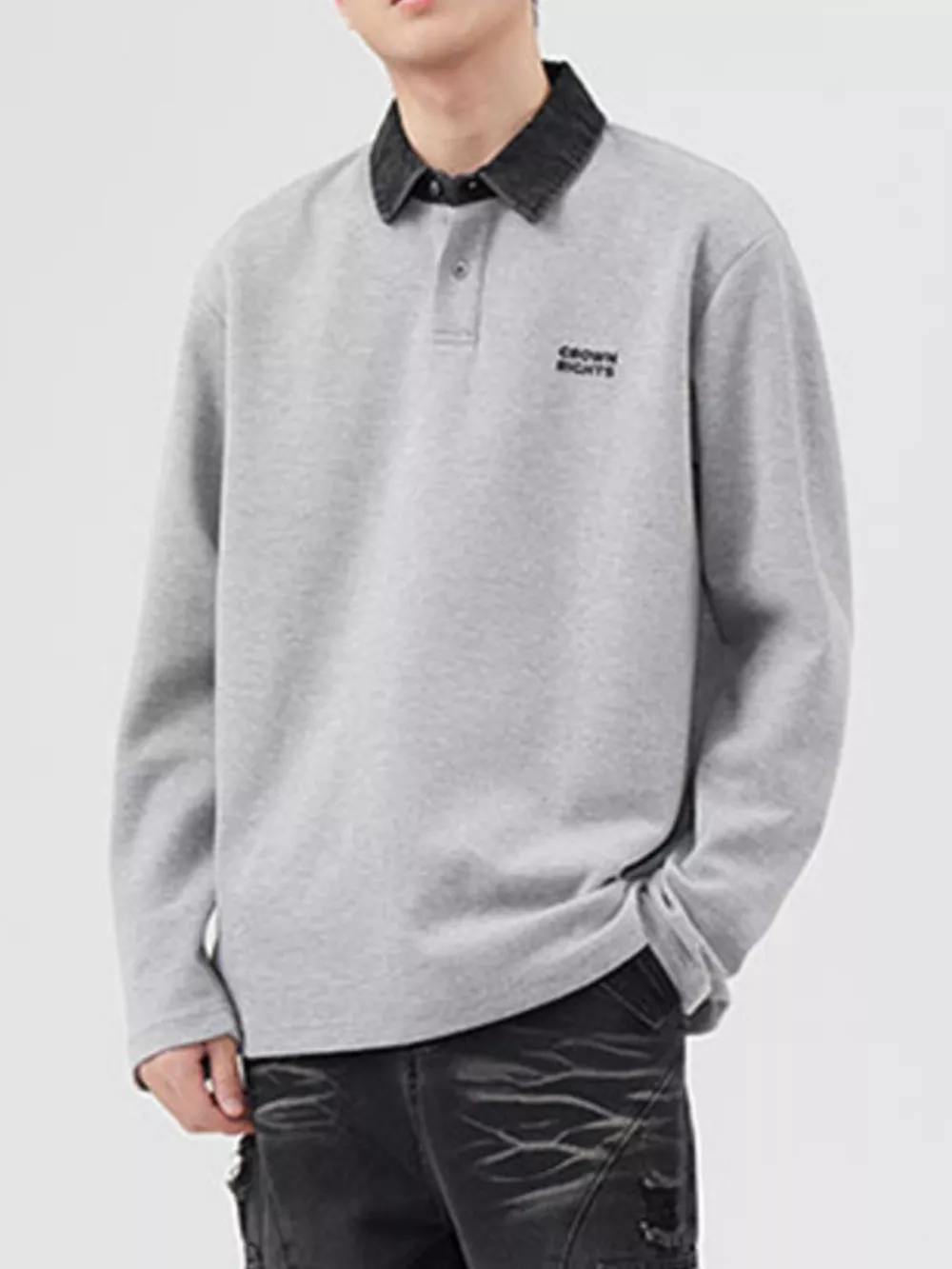 Men's Plus Size Collared Neck Long Sleeve Polo, image 13