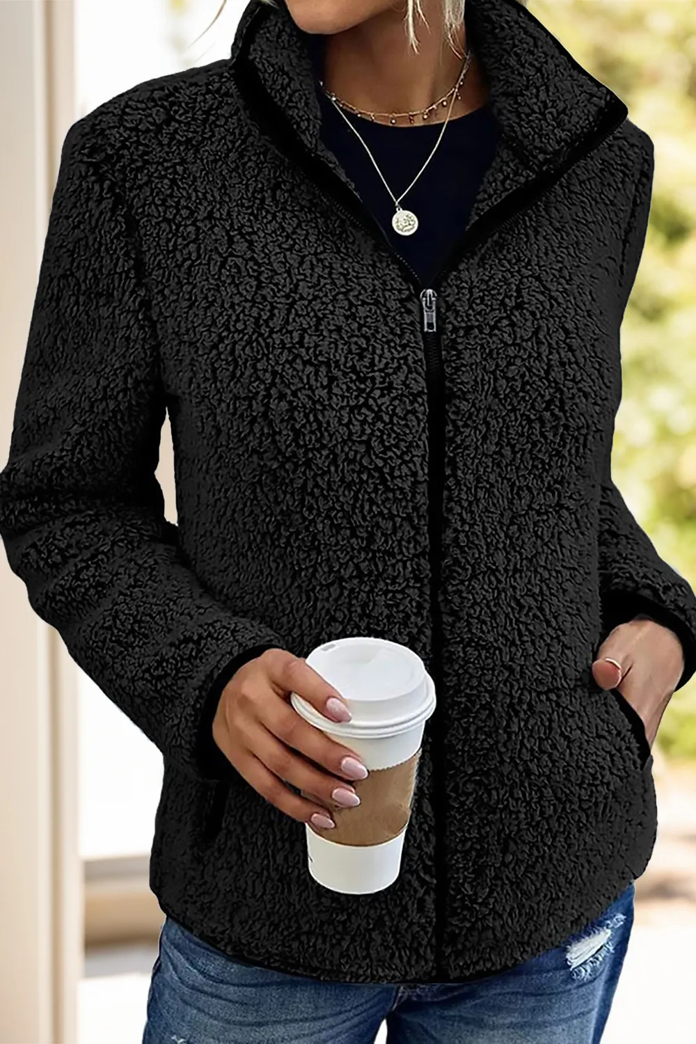 Pocketed Zip Up Turtleneck Jacket, image 14