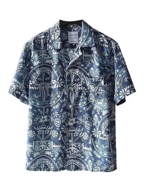 Men's Vintage Print Short Sleeve Shirt, image 6