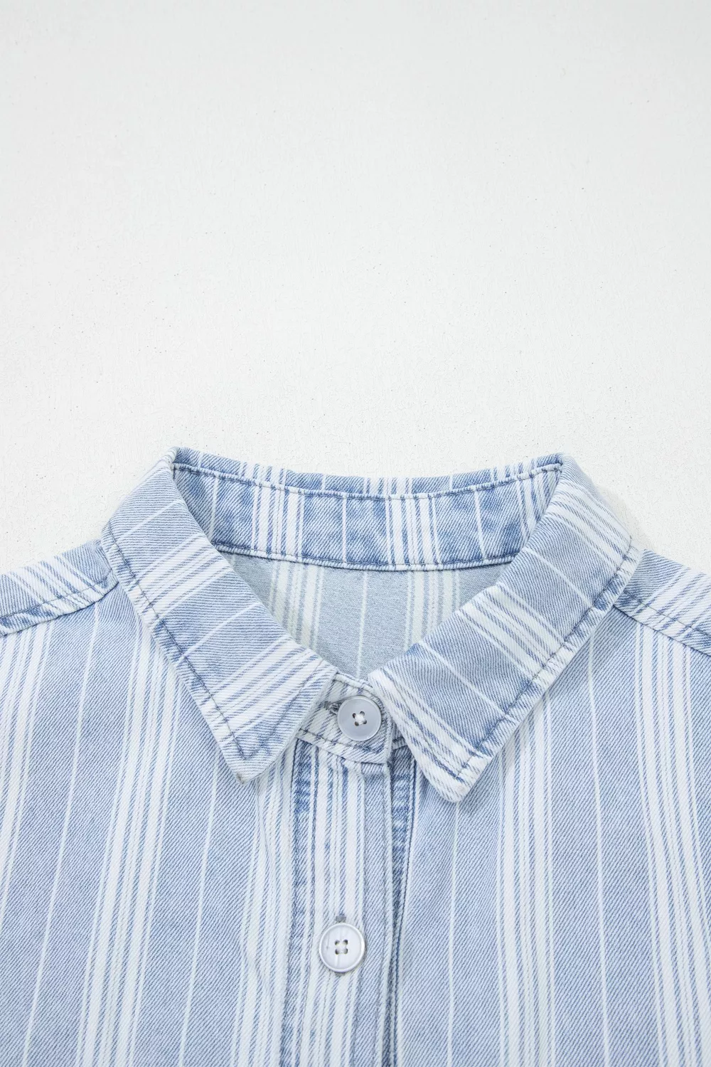 Stripe Boyfriend Chest Pocket Classic Denim Shacket, image 6
