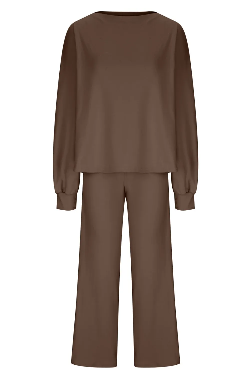 Round Neck Long Sleeve Top and Pants Set, image 4