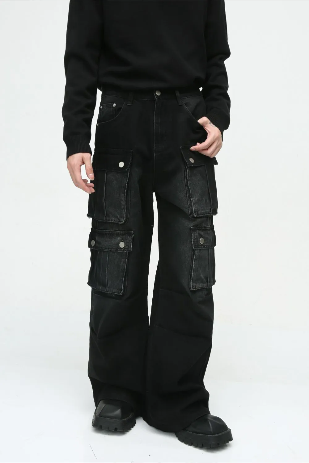 Multi-Pocket Cargo Wide-Leg Jeans, image 5