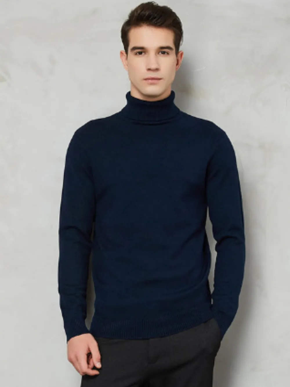 Men's Plus Size Turtleneck Long Sleeve Sweater, image 6