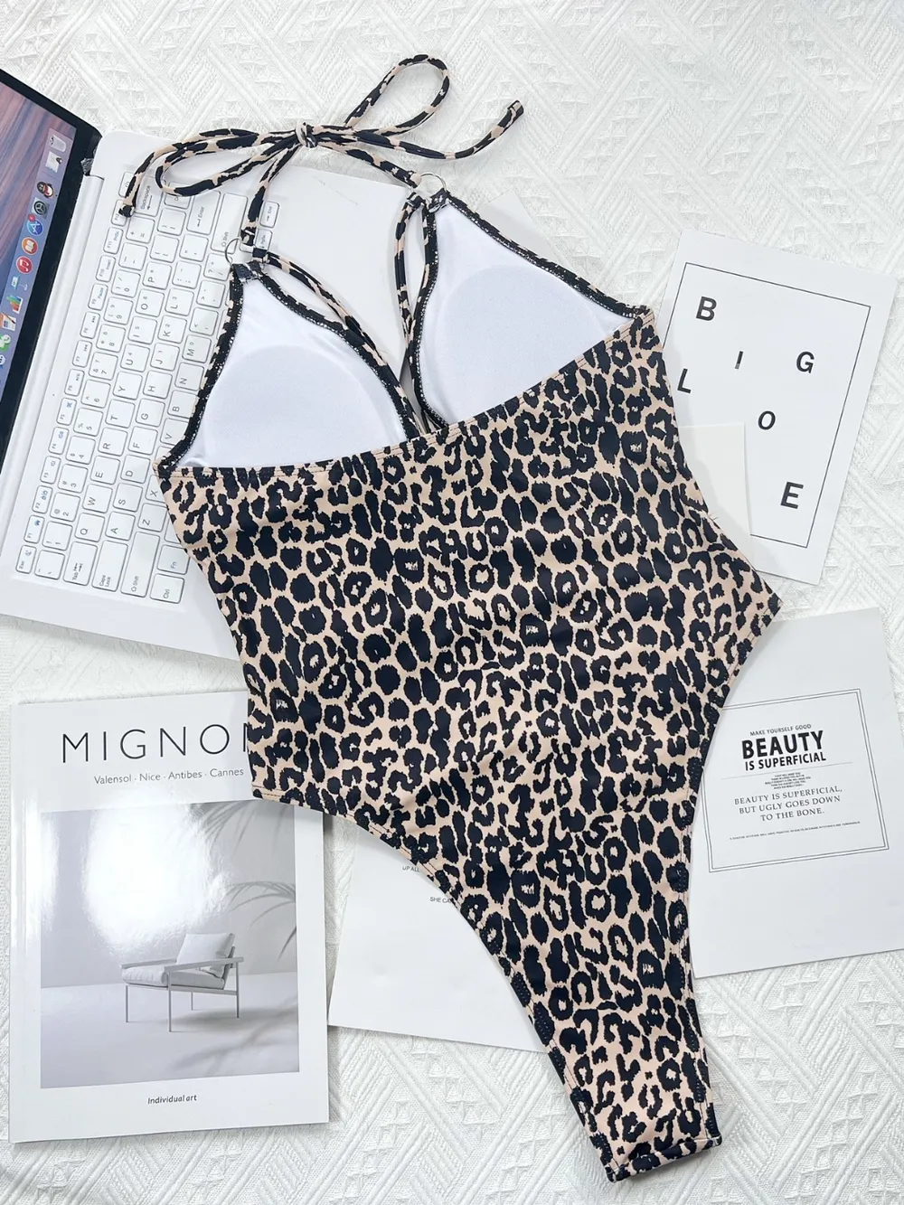 Leopard Cutout Halter Neck One-Piece Swimwear, image 4
