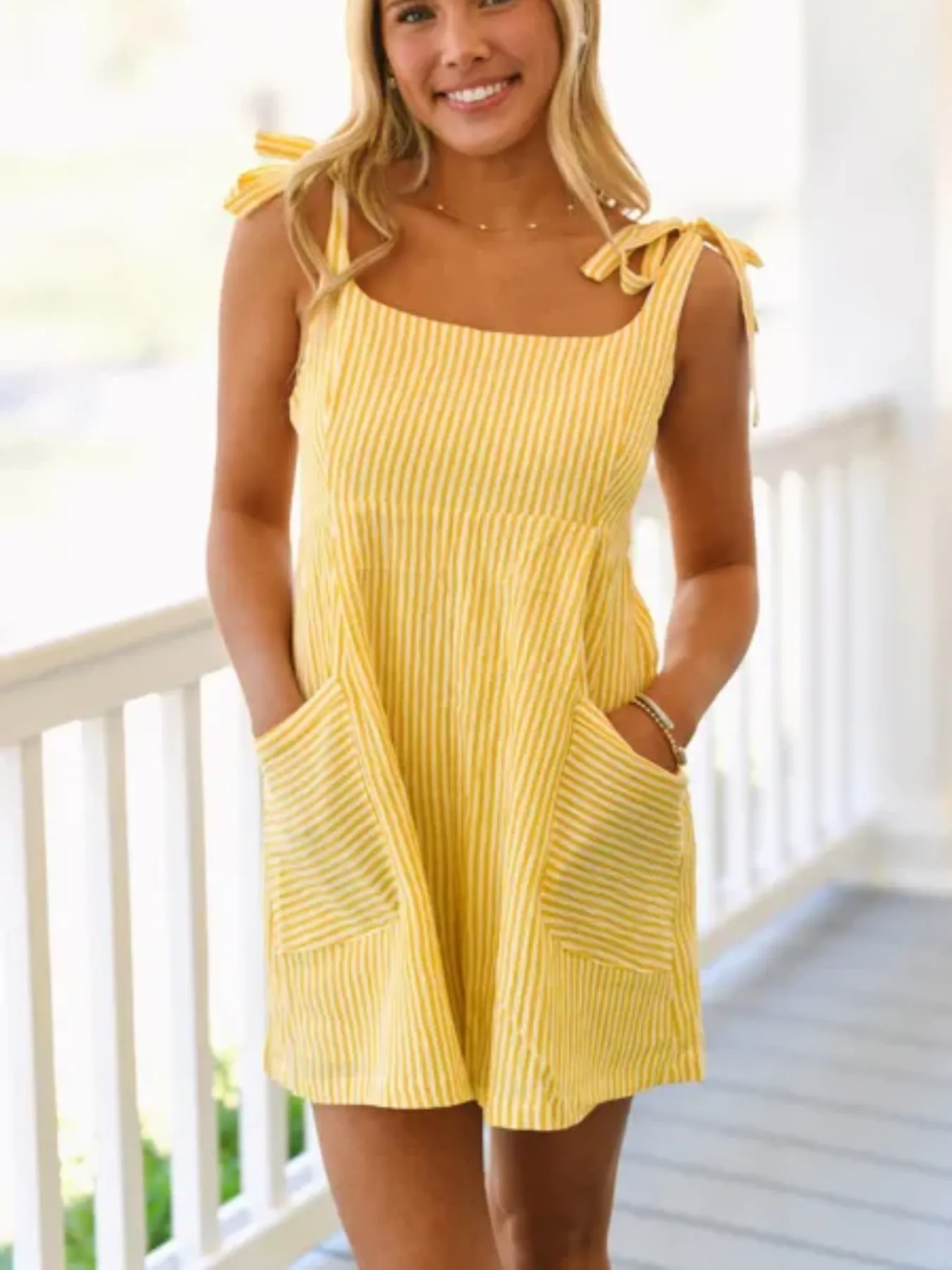 Striped Tie-Shoulder Casual Romper, image 5