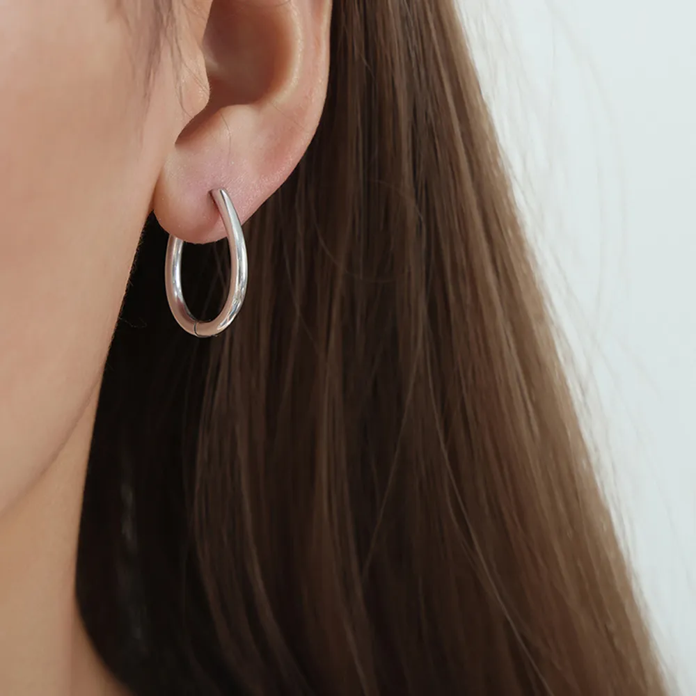 Titanium Steel Huggie Earrings, image 7
