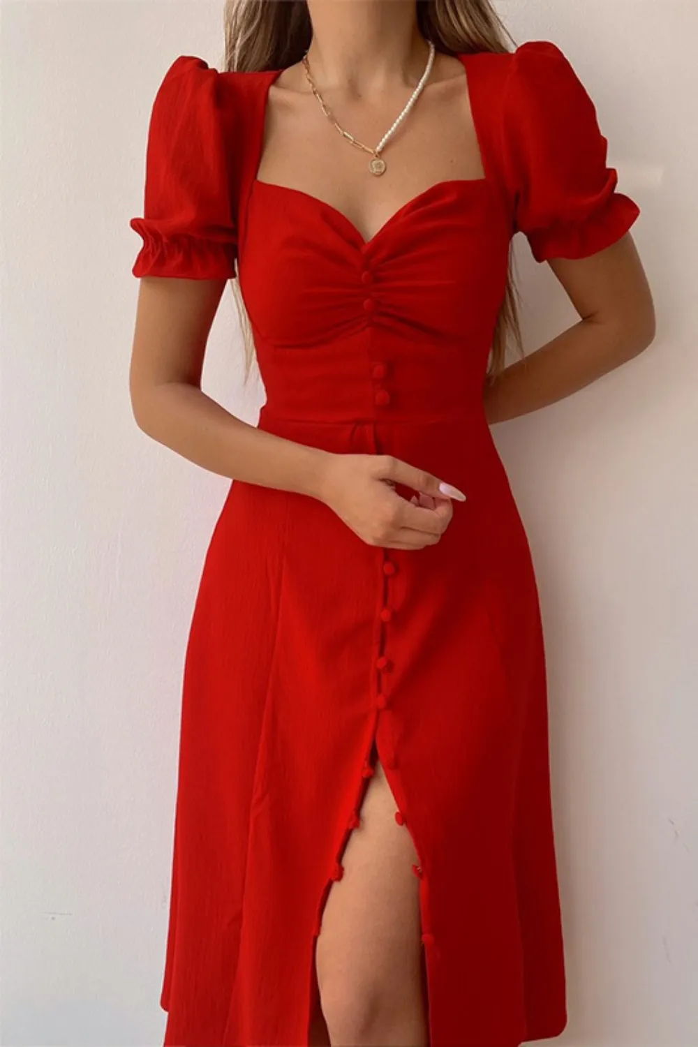 Sweetheart Neck Short Sleeve Dress, image 15