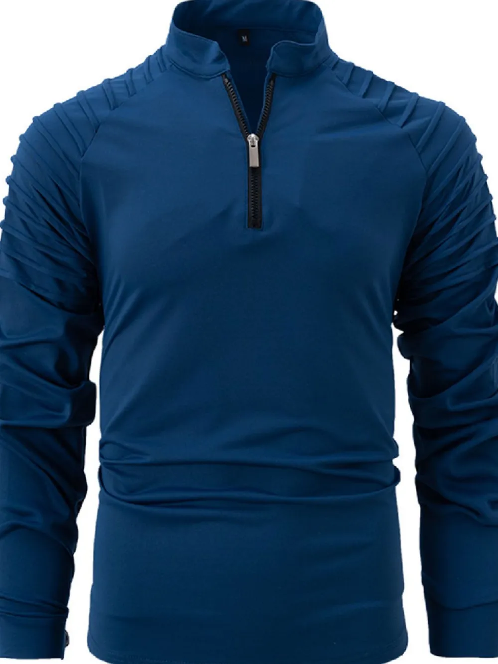 Men's Full Size Quarter Zip Long Sleeve Polo Plus Size, image 6