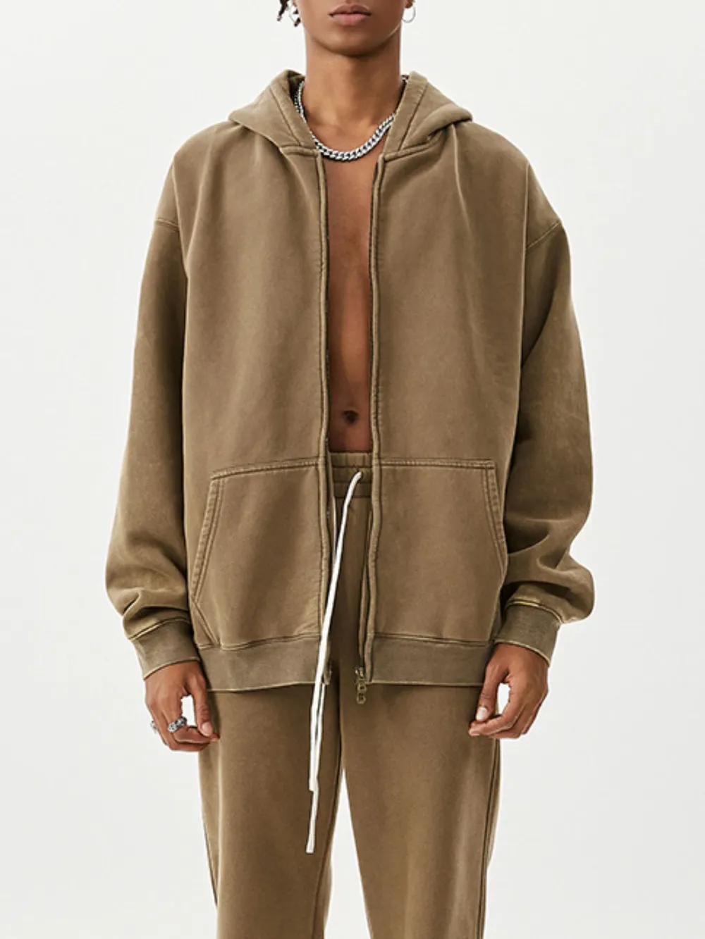 Men's Oversized Zip-Up Hoodie, image 2