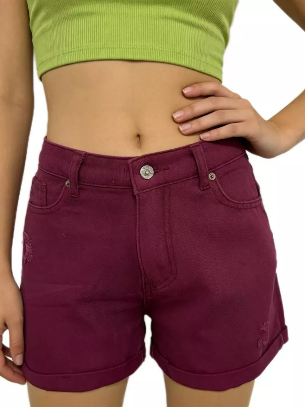 Ripped High-Waisted Denim Shorts, image 9