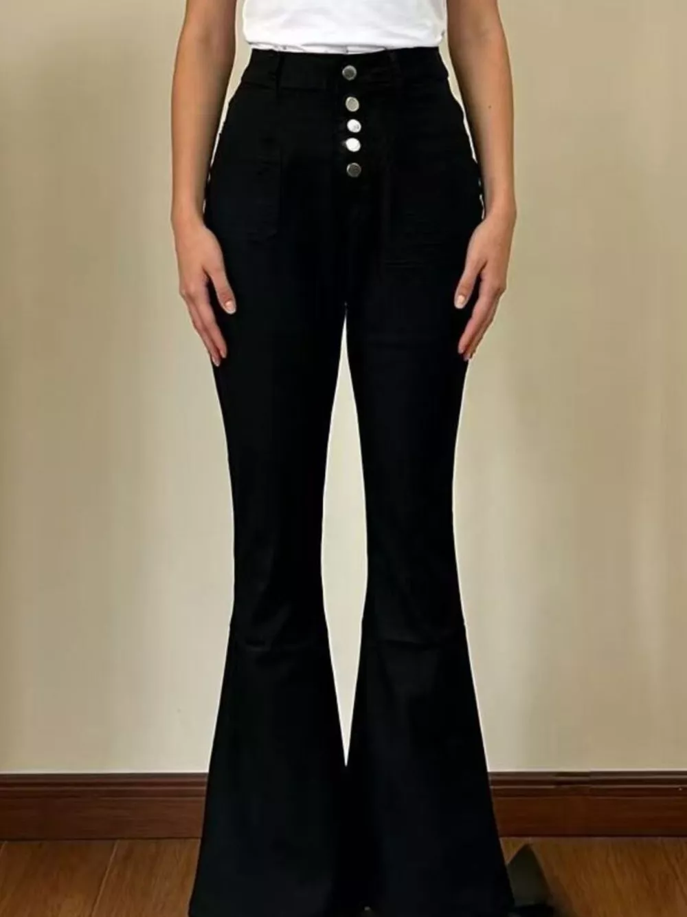 Full Size High-Waisted Button-Fly Flare Jeans Plus Size
