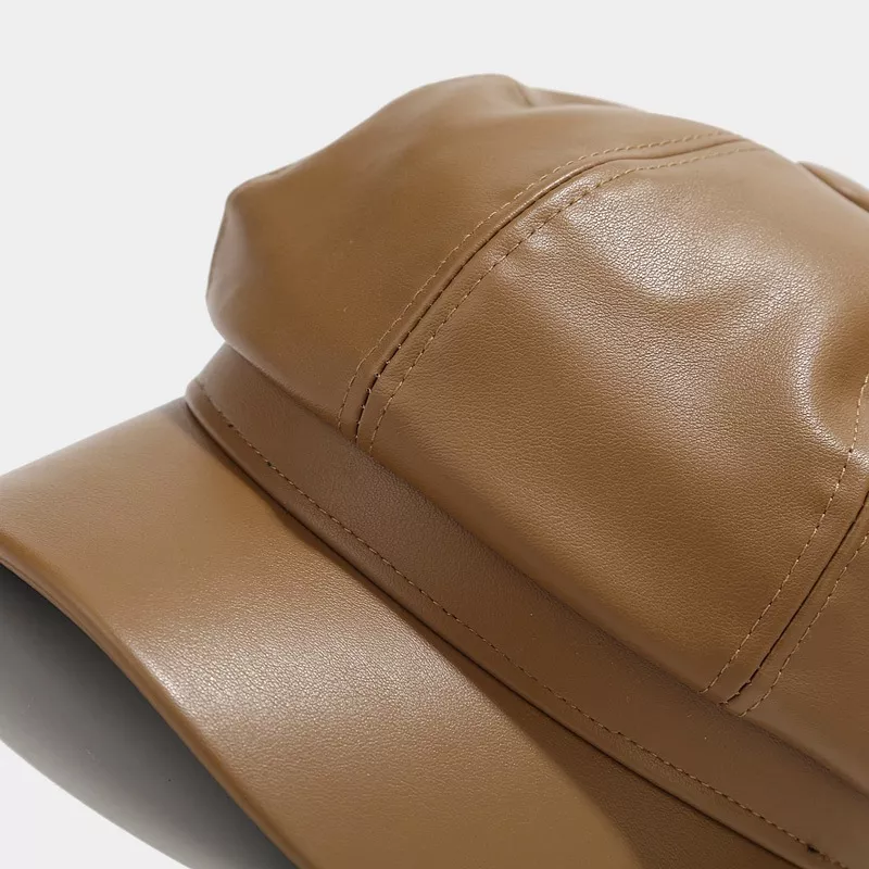Faux Leather Newsboy Hat, image 6