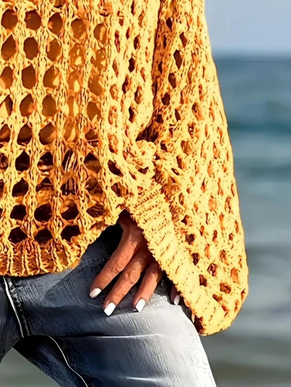 Crochet Long Sleeve Knit Cover Up, image 10