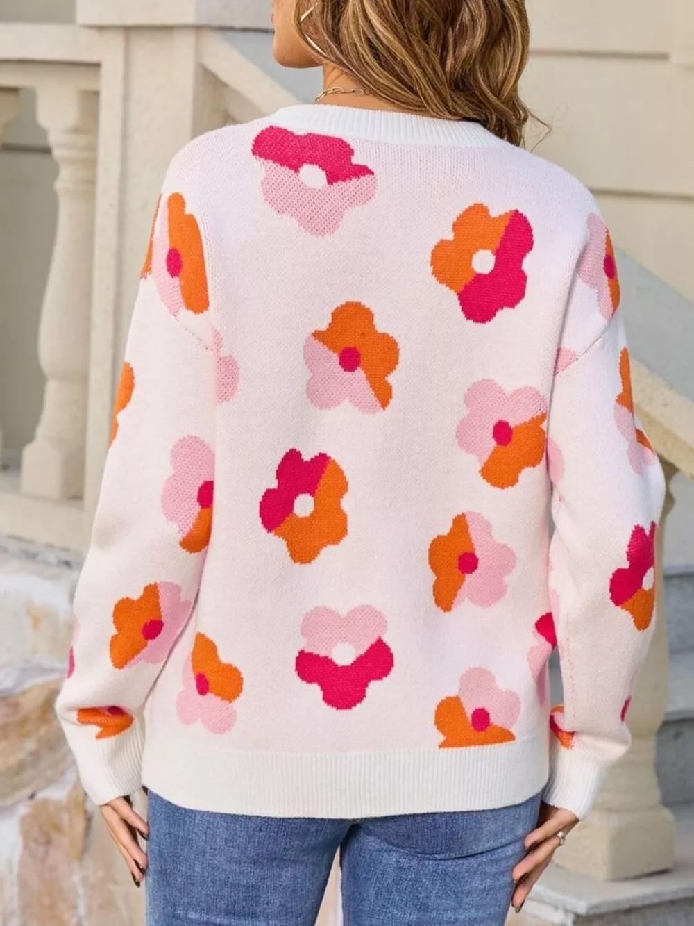 Floral Crew Neck Long Sleeve Sweater, image 17