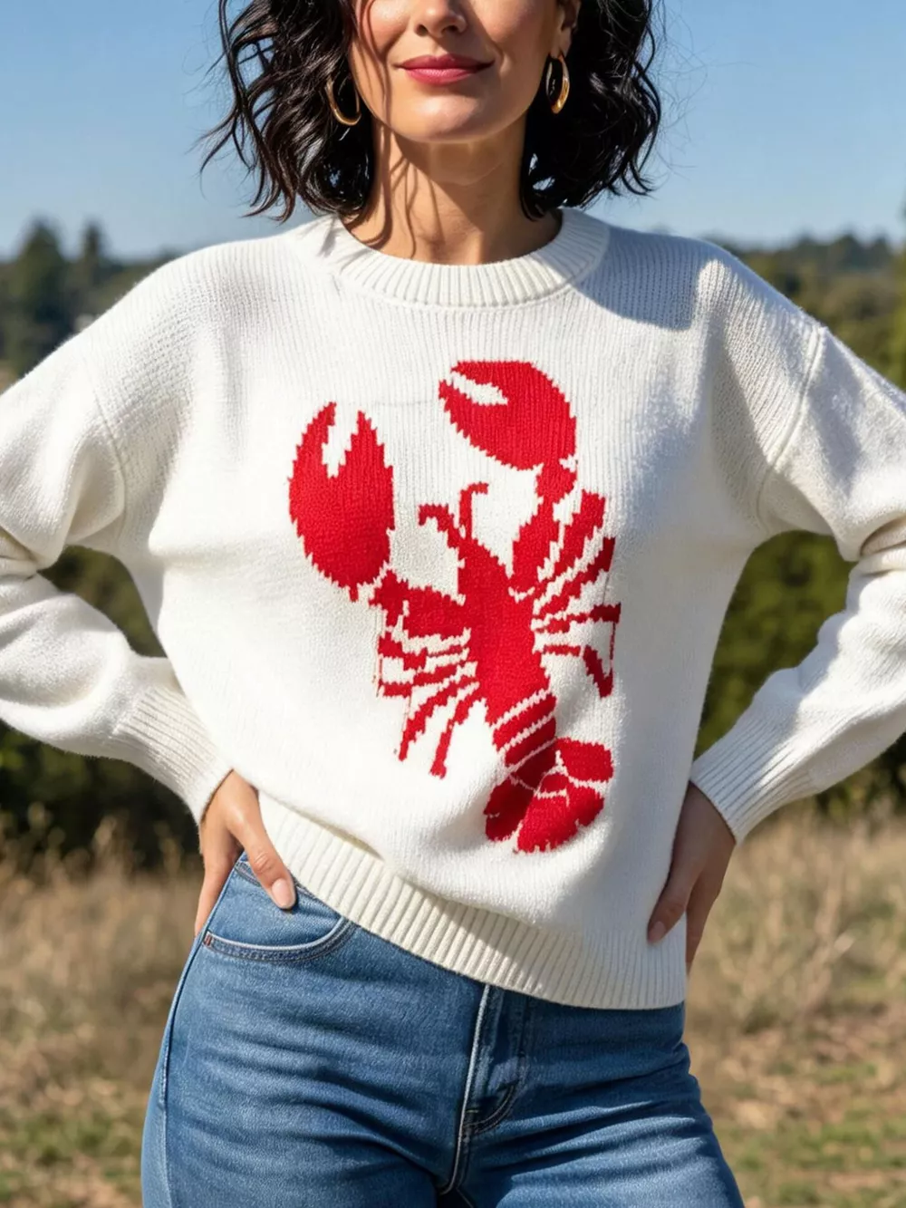 Lobster Graphic Crew Neck Sweater, image 2