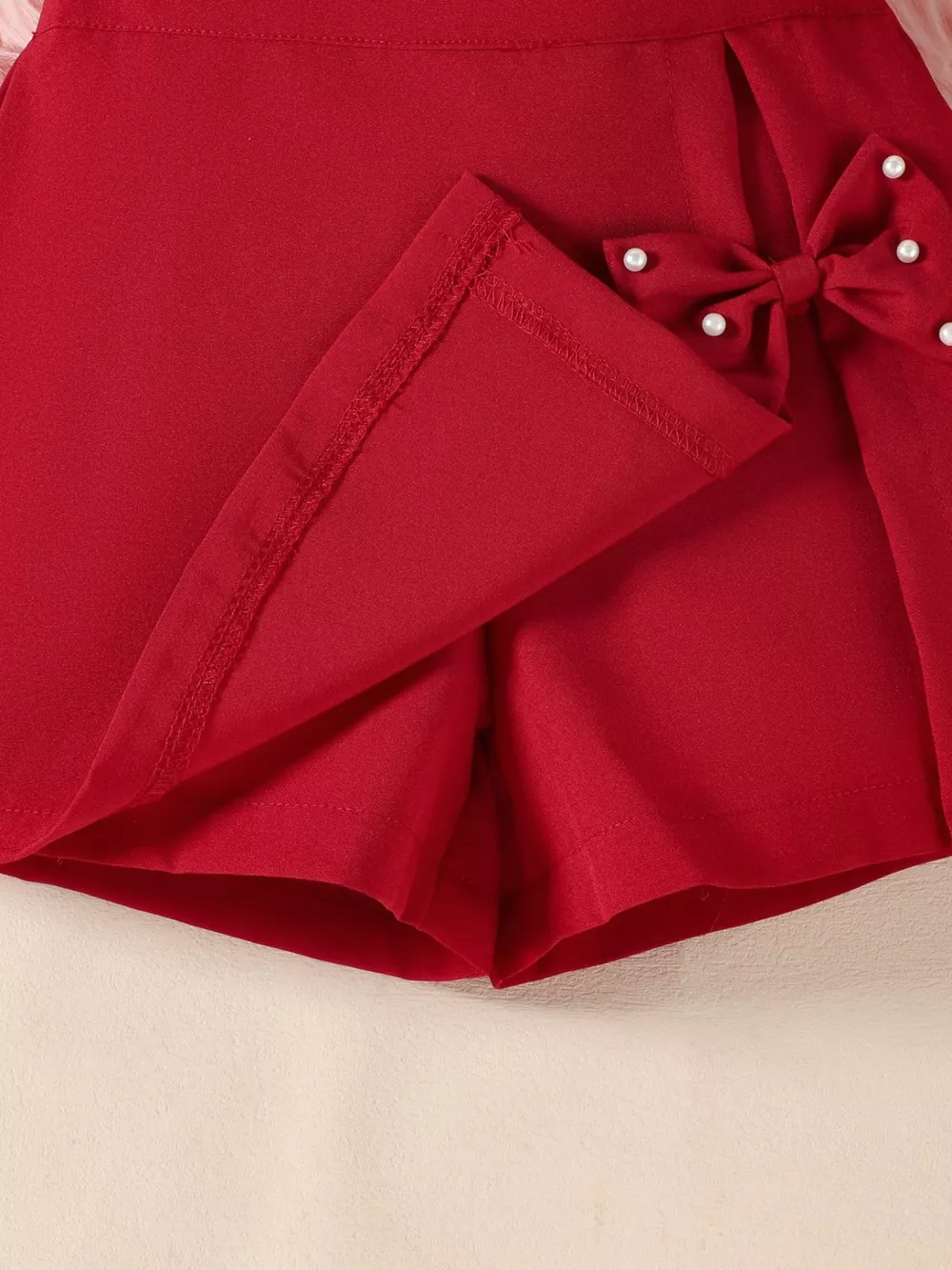 Children's Floral Applique Top & Bow Decor Skirt Set, image 8