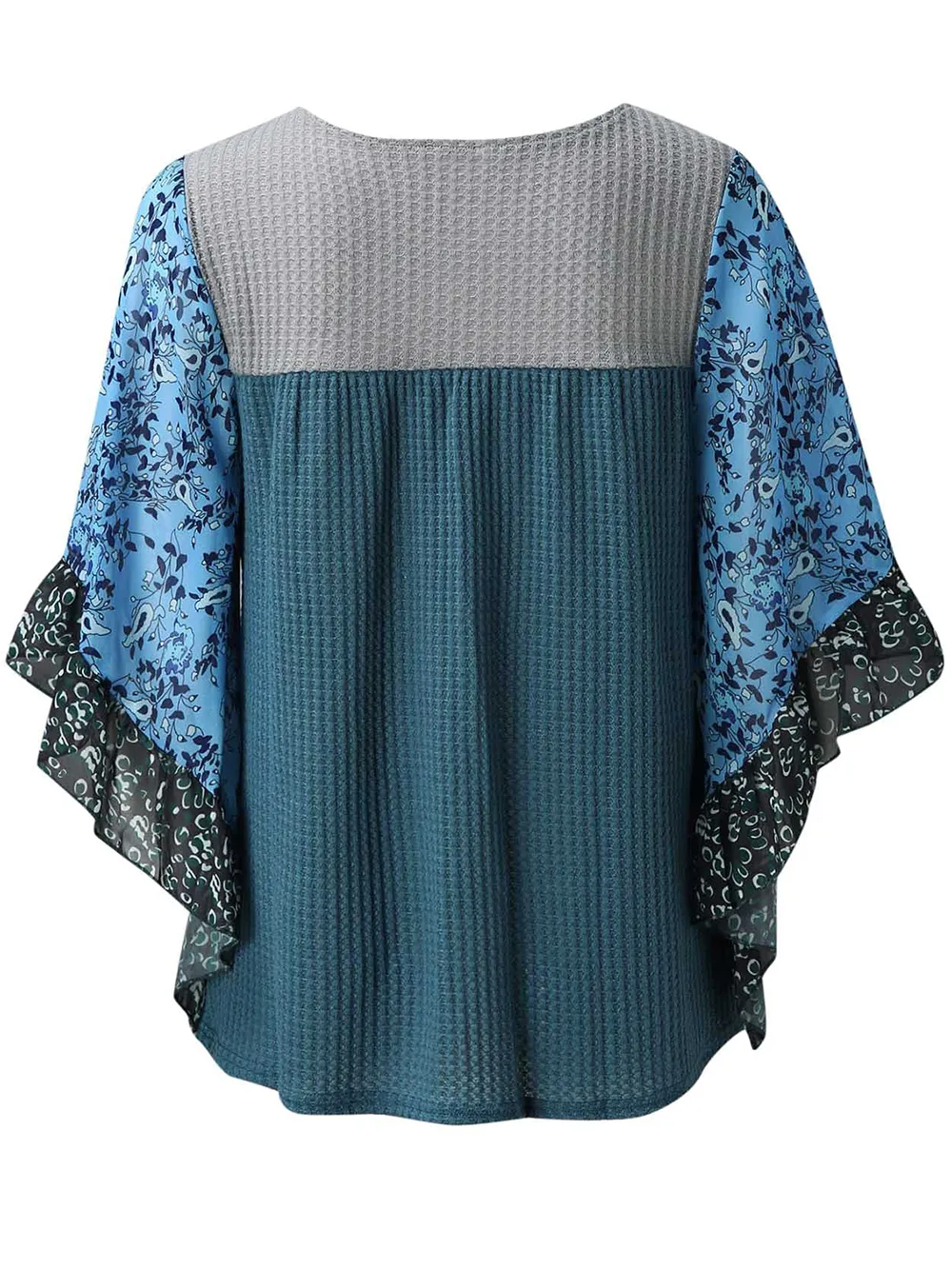 Full Size Printed Round Neck Three-Quarter Sleeve Blouse, image 22
