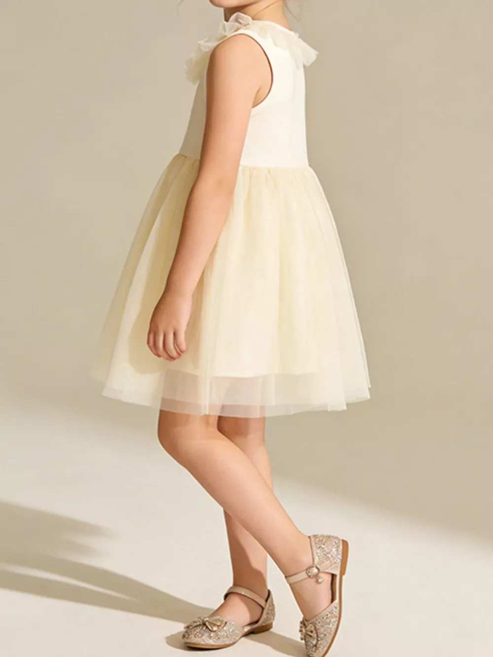 Children's Ruffled Collar Tulle Dress, image 2
