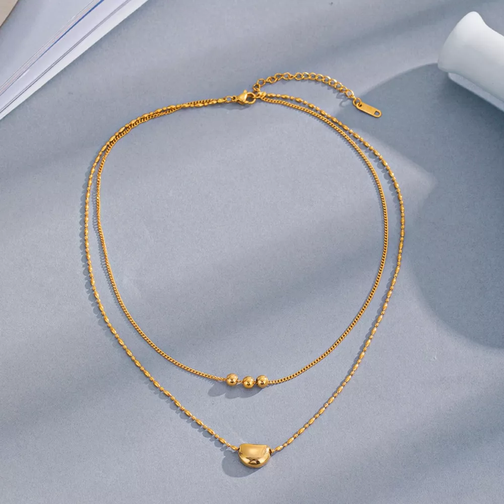 18K Gold-Plated Double Layered Necklace, image 5