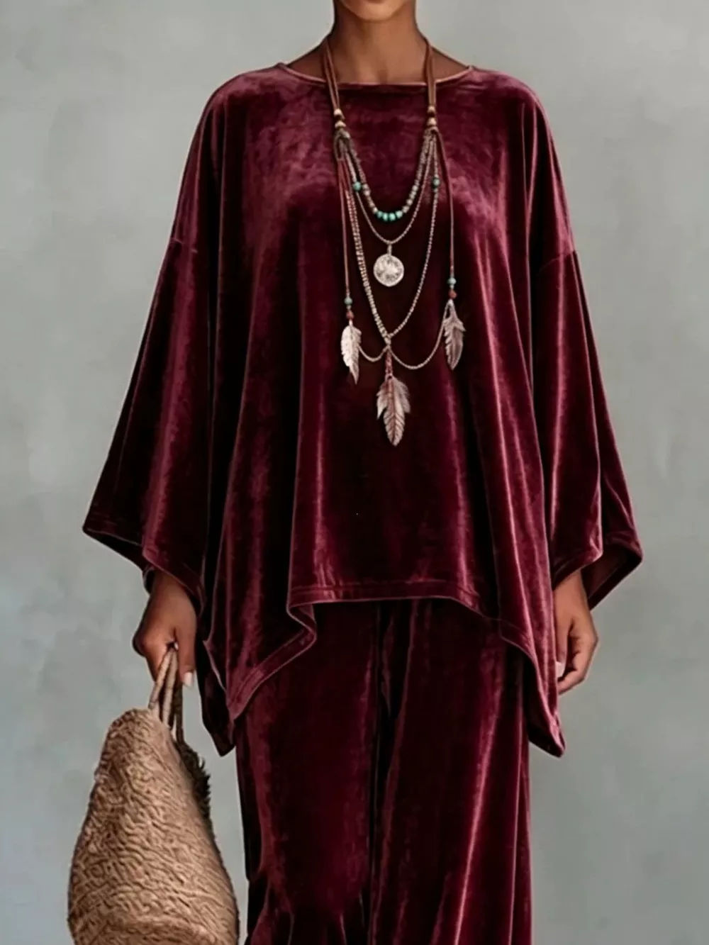 Full Size Asymmetrical Top and Wide Leg Pants Set Plus Size, image 8