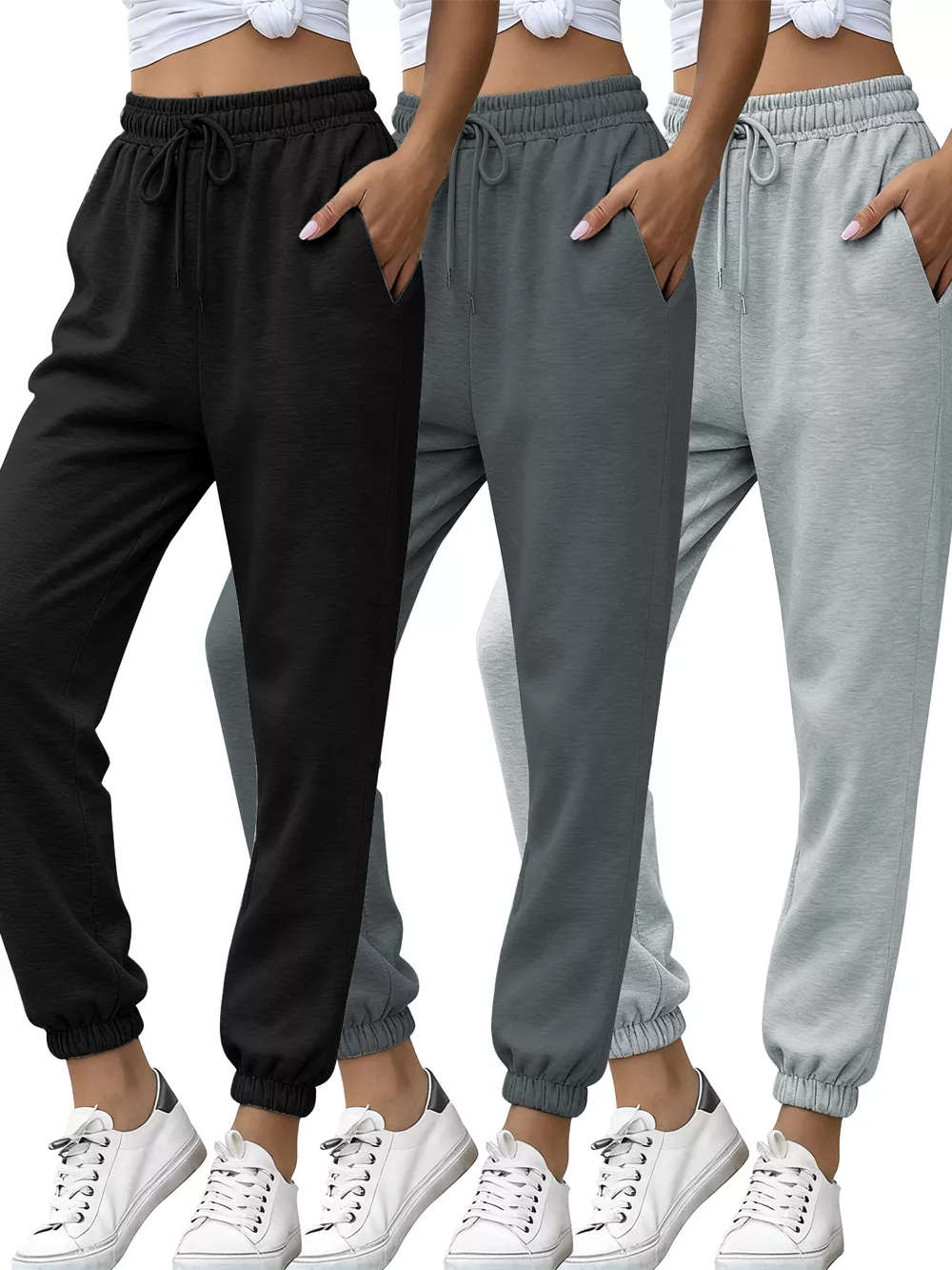 3 Piece Drawstring Joggers with Pockets, image 6