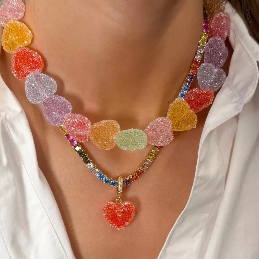 Colorful Resin Heart Necklace, image 23