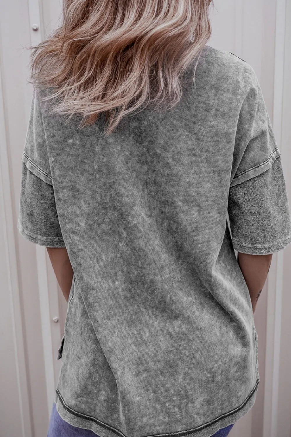 Mineral Wash Drop Shoulder Round Neck T-Shirt, image 18