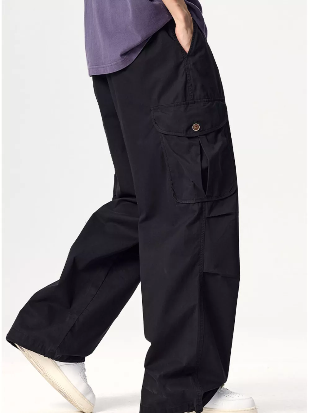 Men's Plus Size Drawstring Wide Leg Cargo Pants, image 12