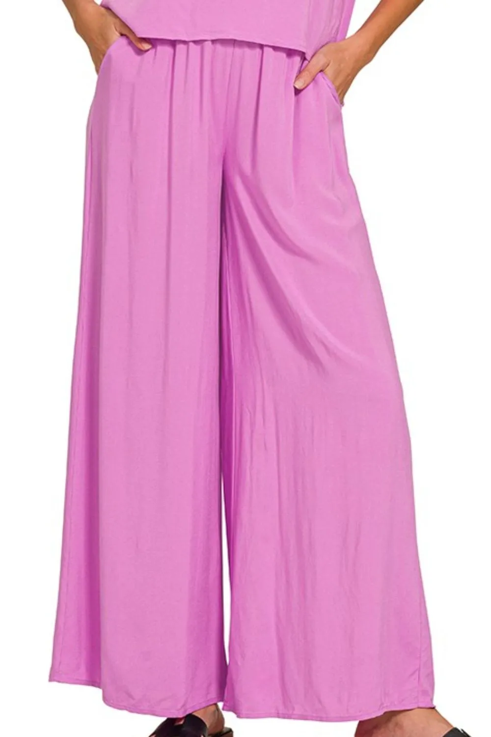 Round Neck T-Shirt and Wide Leg Pants Set, image 3