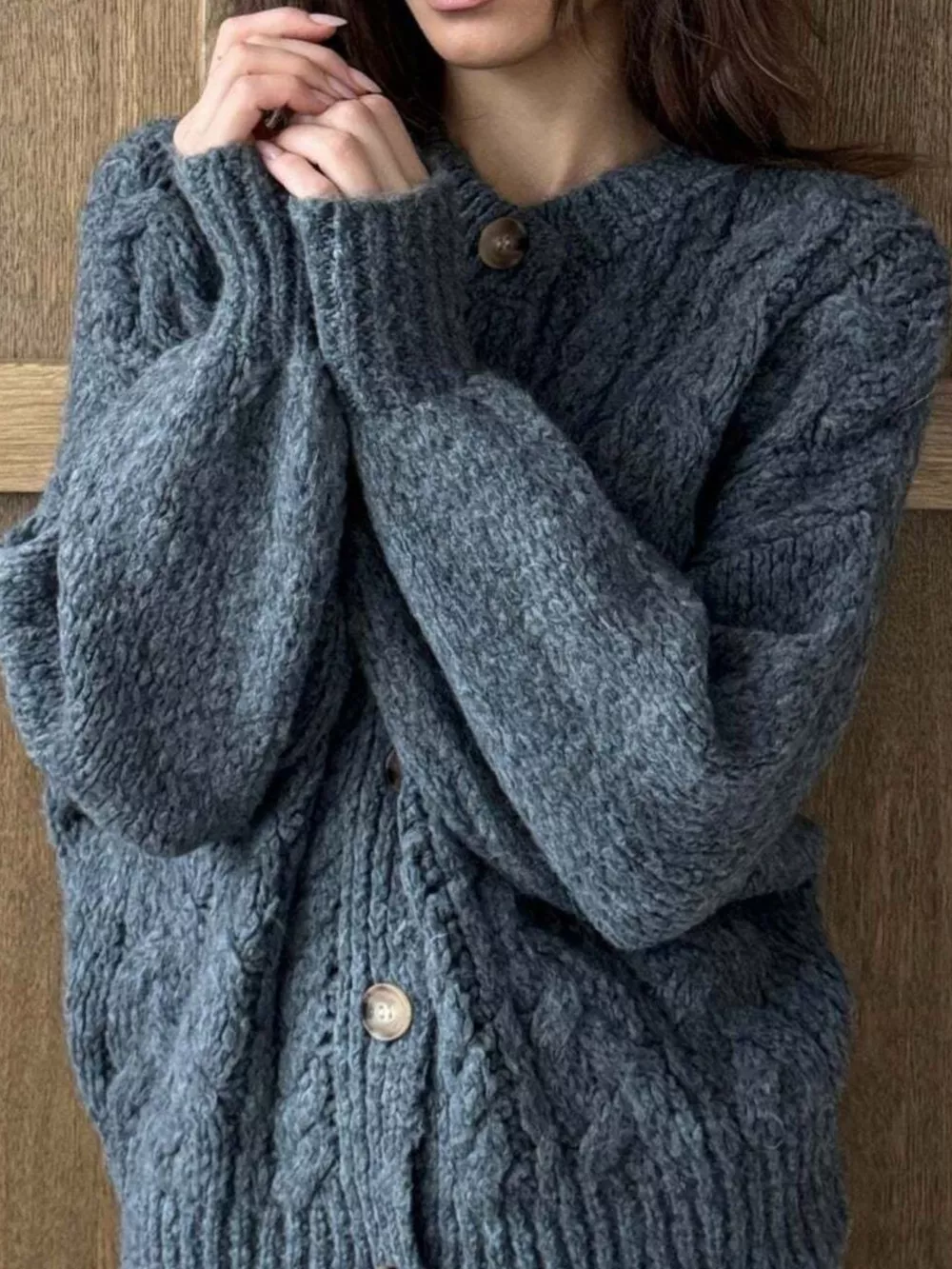 Cable Knit Button-Down Cardigan, image 19